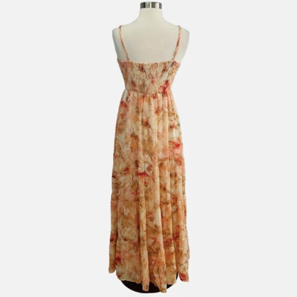 Lulus Make Me Blush Peach Floral Print Tiered Maxi Dress - Picture 7 of 12